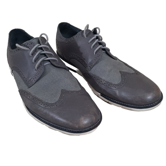 Cole Haan Other - Mens Dress Shoes 11M Derby Oxford Gray Leather Wingtip Lace Up Cole Haan Grandos